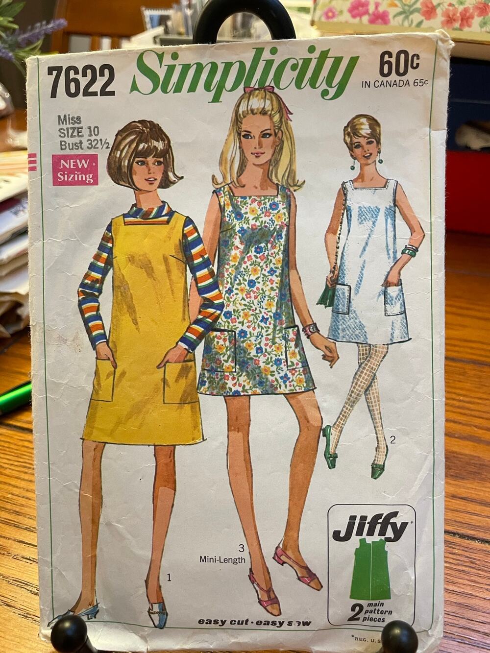 Vintage Simplicity 7622 Jiffy Mod Mini Dress Jumper Pattern Size 10 1960s